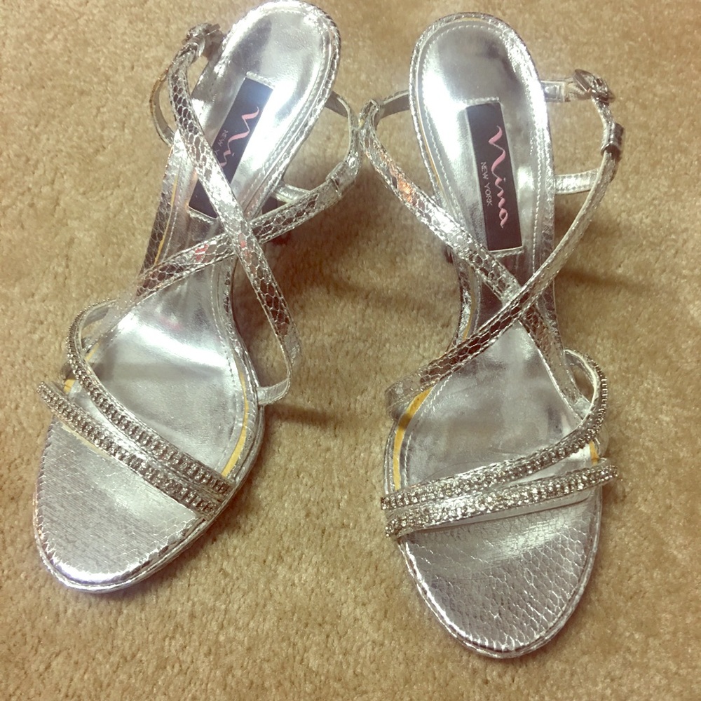 Silver Evening Sandals size 8